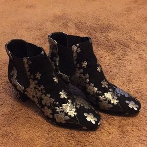 Anne Klein black and gold booties